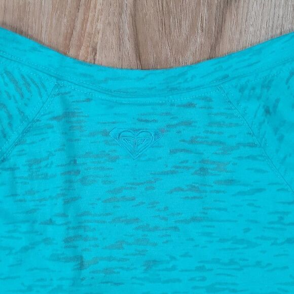 💜Roxy Turquoise Vneck Burnout Long Sleeve Top Large - Picture 8 of 10